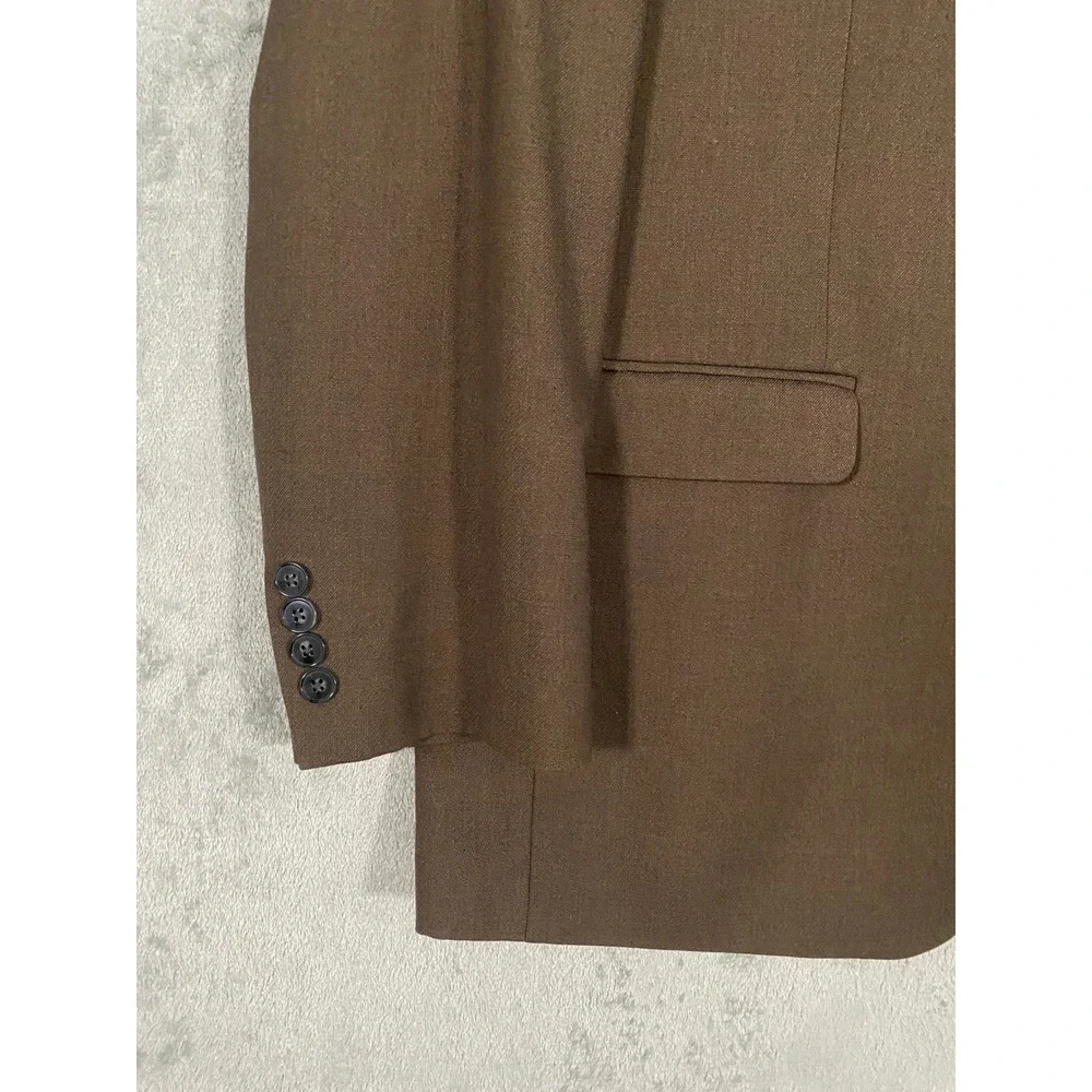 Calvin Klein Blazer Mens 44L Brown Solid Two‎ Button Double Vent Sport Coat